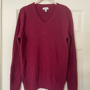 Vintage Style Burgundy V-Neck Sweater